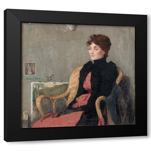 Portrait of a Woman Black Modern Wood Framed Art Print with Double Matting by Aman-Jean, Edmond Francois