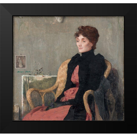 Portrait of a Woman Black Modern Wood Framed Art Print by Aman-Jean, Edmond Francois