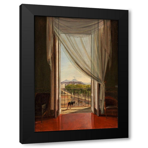 A View of Naples through a Window Black Modern Wood Framed Art Print by Catel, Franz Ludwig