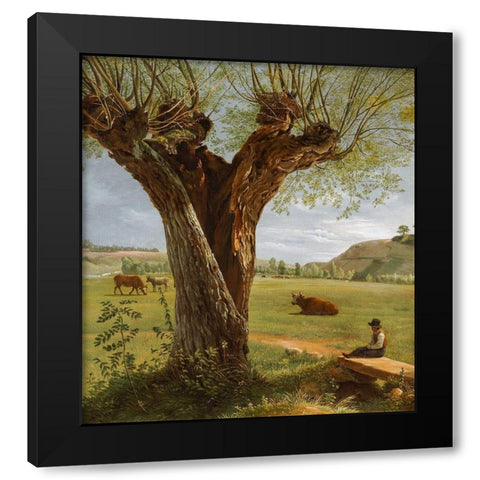 Pollard Willow Black Modern Wood Framed Art Print by Boquet, Pierre Jean