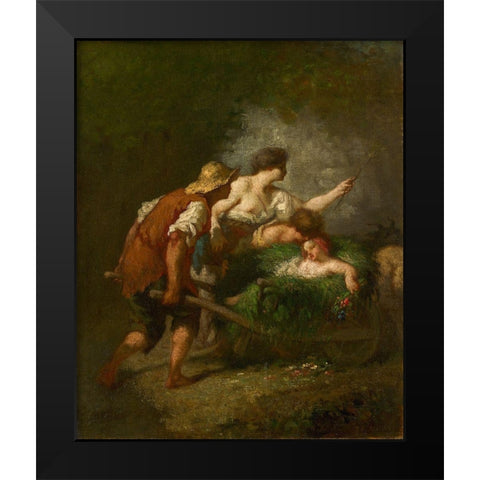 Return from the Fields Black Modern Wood Framed Art Print by Millet, Jean-Francois