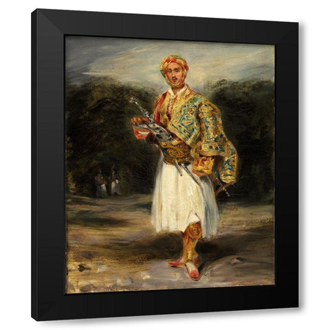 Count Demetrius de Palatiano in Suliot Costume Black Modern Wood Framed Art Print with Double Matting by Delacroix, After Eugene