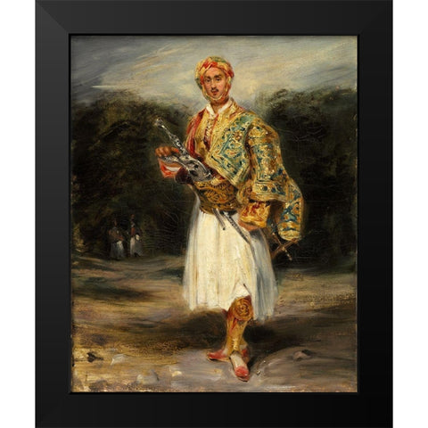 Count Demetrius de Palatiano in Suliot Costume Black Modern Wood Framed Art Print by Delacroix, After Eugene