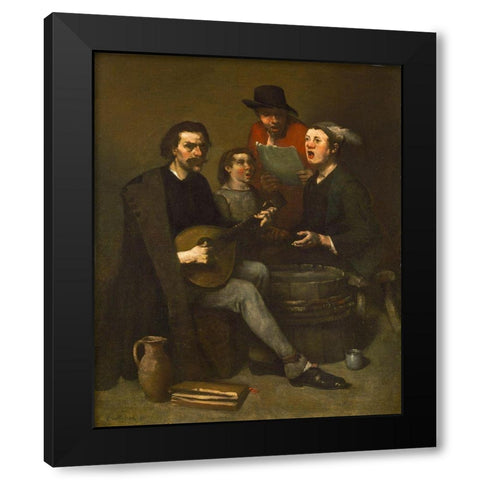 Singers Black Modern Wood Framed Art Print by Ribot, Theodule