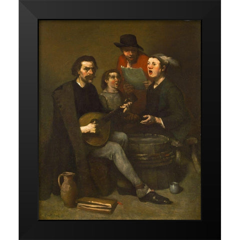 Singers Black Modern Wood Framed Art Print by Ribot, Theodule