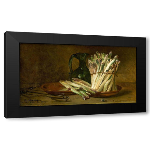 Still Life with Asparagus Black Modern Wood Framed Art Print with Double Matting by Rousseau, Philippe