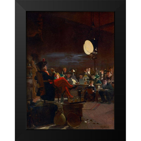 A Night Class Black Modern Wood Framed Art Print by Vibert, Jehan-Georges