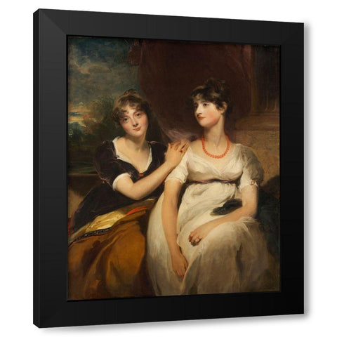 Portrait of Charlotte and Sarah Carteret-Hardy Black Modern Wood Framed Art Print with Double Matting by Lawrence, Thomas