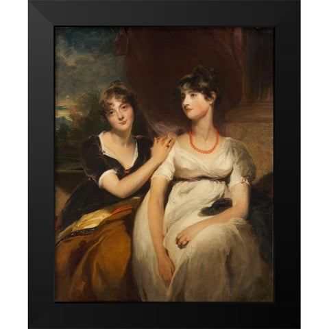Portrait of Charlotte and Sarah Carteret-Hardy Black Modern Wood Framed Art Print by Lawrence, Thomas