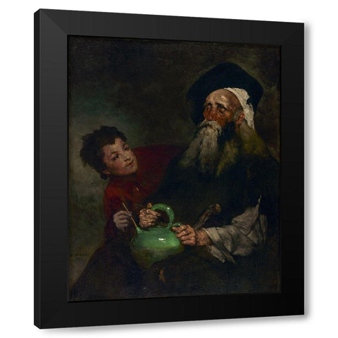 Lazarillo de Tormes and His Blind Master Black Modern Wood Framed Art Print with Double Matting by Ribot, Theodule