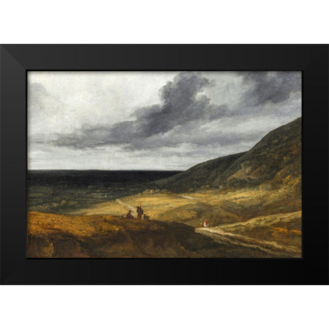 Landscape Near Paris Black Modern Wood Framed Art Print by Michel, Georges