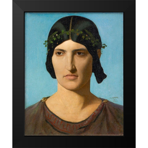Head of an Italian Woman Black Modern Wood Framed Art Print by Gerome, Jean-Leon