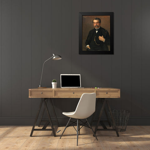 Portrait of a Man Black Modern Wood Framed Art Print by Bonnat, Leon