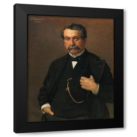 Portrait of a Man Black Modern Wood Framed Art Print with Double Matting by Bonnat, Leon