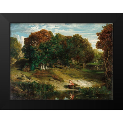 In the Forest Black Modern Wood Framed Art Print by Nanteuil, Celestin Francois