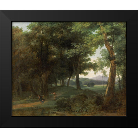 A Forest with Apollo and Daphne Black Modern Wood Framed Art Print by Bertin, Jean-Victor