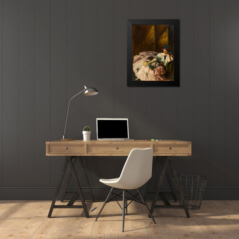 Souvenir of an International Ball, Portrait of Miss Kathleen Bruce Black Modern Wood Framed Art Print by Shannon, Charles Hasslewood