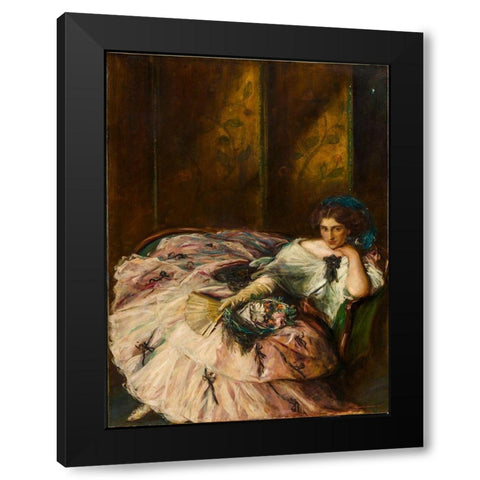 Souvenir of an International Ball, Portrait of Miss Kathleen Bruce Black Modern Wood Framed Art Print by Shannon, Charles Hasslewood