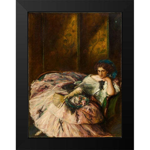 Souvenir of an International Ball, Portrait of Miss Kathleen Bruce Black Modern Wood Framed Art Print by Shannon, Charles Hasslewood