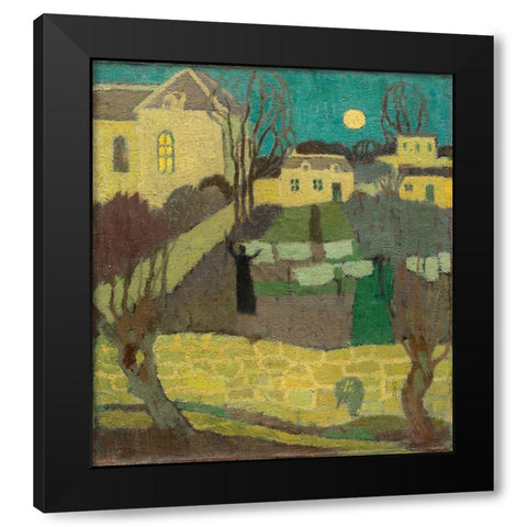 Drying the Linen, or Moonrise at the Priory Black Modern Wood Framed Art Print with Double Matting by Denis, Maurice