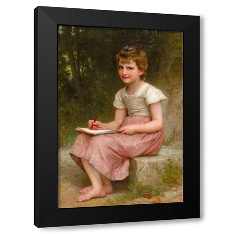 A Calling Black Modern Wood Framed Art Print by Bouguereau, William Adolphe