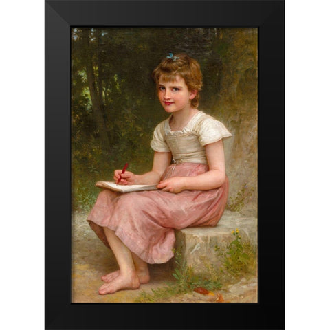 A Calling Black Modern Wood Framed Art Print by Bouguereau, William Adolphe