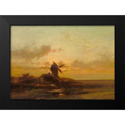 The Windmill Black Modern Wood Framed Art Print by Dupre, Jules