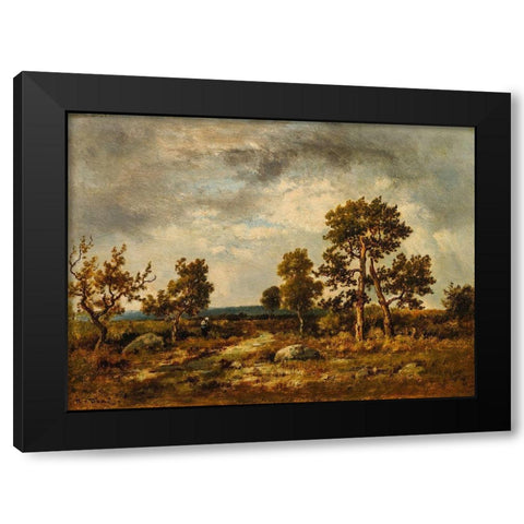 Path Near the Pond of Vipers, Fontainebleau Forest Black Modern Wood Framed Art Print with Double Matting by de la Pena, Narcisse Diaz