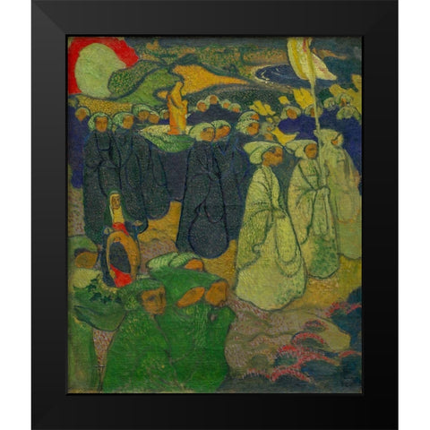 Procession on Pardon at Perros-Guirec Black Modern Wood Framed Art Print by Denis, Maurice