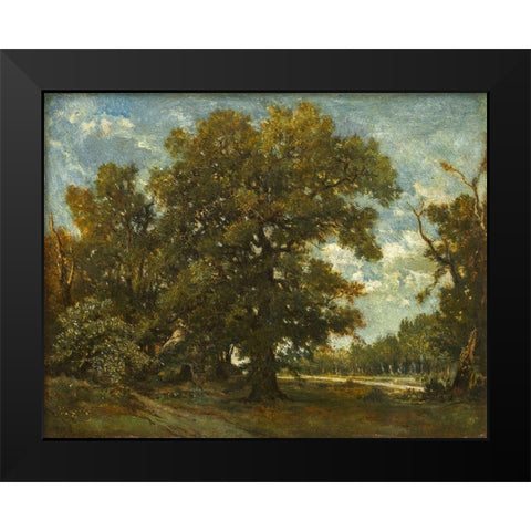 The Oak Tree Black Modern Wood Framed Art Print by Rousseau, Theodore