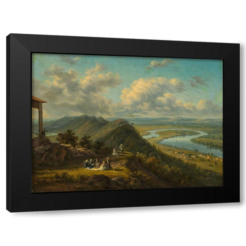 The Oxbow Seen from Mount Holyoke Black Modern Wood Framed Art Print by Grailly, Victor de