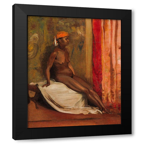 Seated African Woman Black Modern Wood Framed Art Print with Double Matting by Regnault, Henri