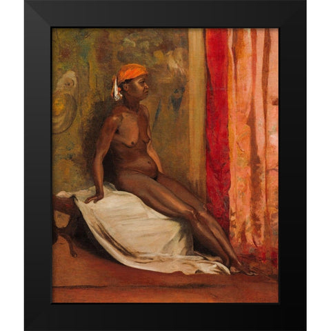 Seated African Woman Black Modern Wood Framed Art Print by Regnault, Henri