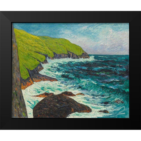 The Cliffs at Beg-ar-Fry, Saint-Jean-du-Doigt Black Modern Wood Framed Art Print by Maufra, Maxime