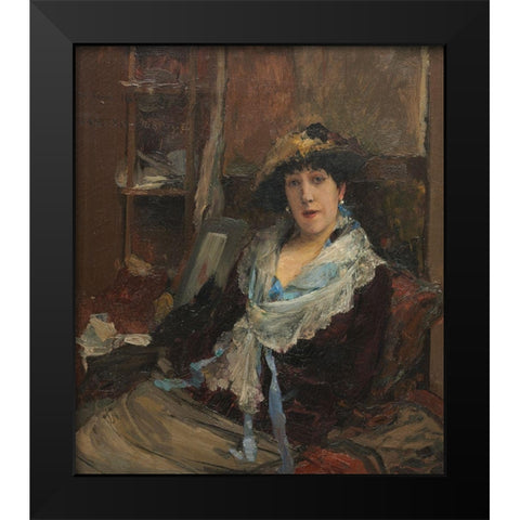 Marie Samary of the Odeon Theater Black Modern Wood Framed Art Print by Bastien-Lepage, Jules