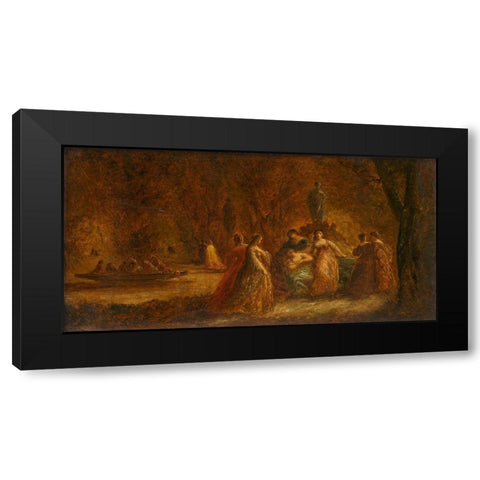 A Woodland Fete Black Modern Wood Framed Art Print with Double Matting by Monticelli, Adolphe