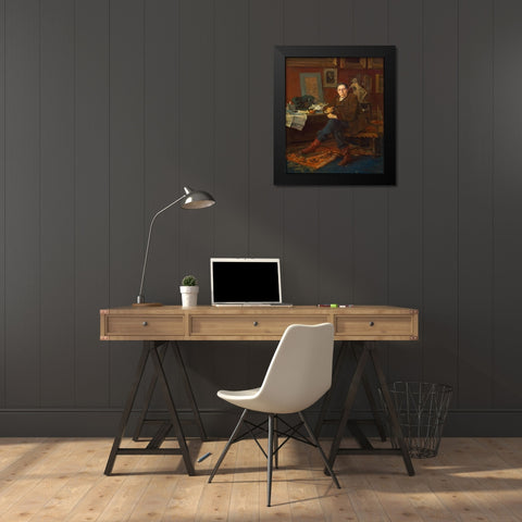 Albert Wolff in His Study Black Modern Wood Framed Art Print by Bastien-Lepage, Jules