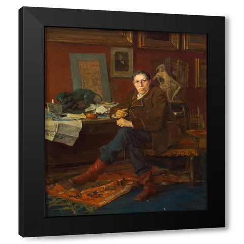 Albert Wolff in His Study Black Modern Wood Framed Art Print by Bastien-Lepage, Jules