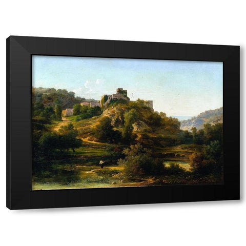 Chateauvieux-sur-Suran Black Modern Wood Framed Art Print with Double Matting by Ponthus-Cinier, Antoine-Claude