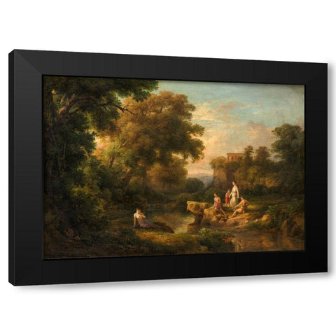 Diana and Her Nymphs Black Modern Wood Framed Art Print by Marko, Karoly