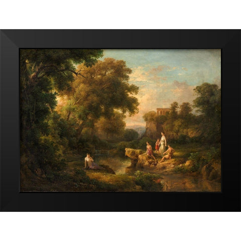 Diana and Her Nymphs Black Modern Wood Framed Art Print by Marko, Karoly