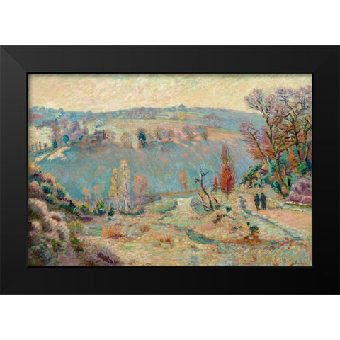 Valley of the Sedelle at Pont Charraud White Frost Black Modern Wood Framed Art Print by Guillaumin, Armand