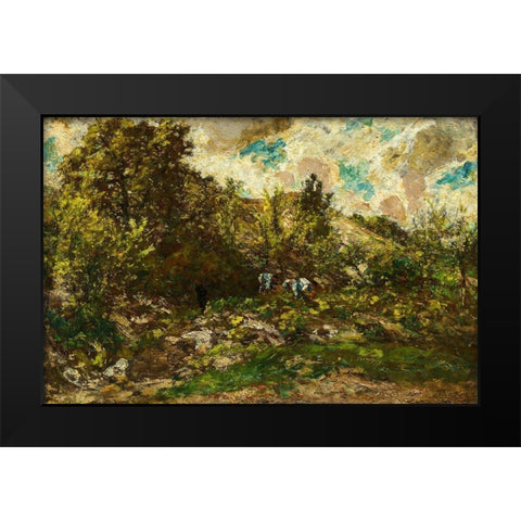 Autumn Black Modern Wood Framed Art Print by Monticelli, Adolphe