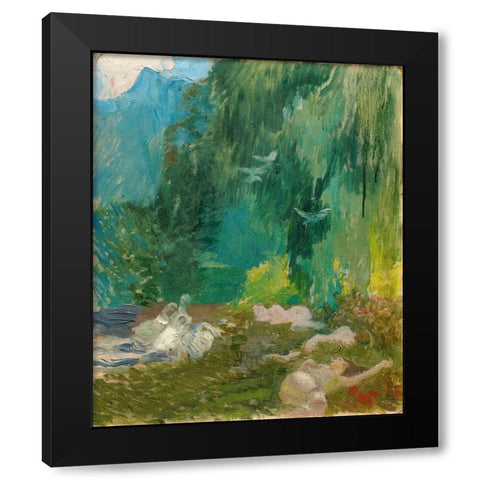 The Siesta Black Modern Wood Framed Art Print with Double Matting by Besnard, Albert