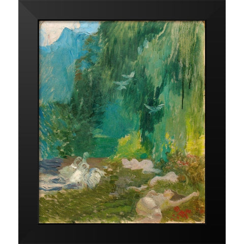 The Siesta Black Modern Wood Framed Art Print by Besnard, Albert