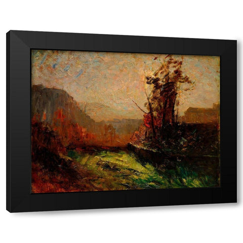 Cremieu, Seen from Chaillonnette Black Modern Wood Framed Art Print by Ravier, Francois-Auguste