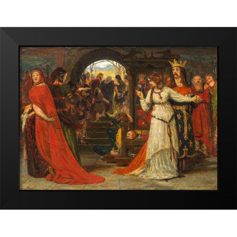 Cordelia Parting from her Sisters Black Modern Wood Framed Art Print by Brown, Ford Madox