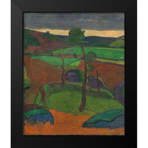 Breton Landscape Black Modern Wood Framed Art Print by Verkade, Jan