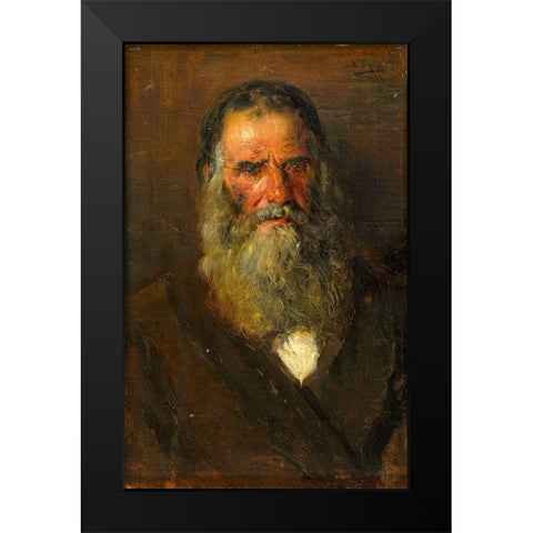 Study of the Head of an Old Man Black Modern Wood Framed Art Print by Makovskij, Vladimir Egorovic