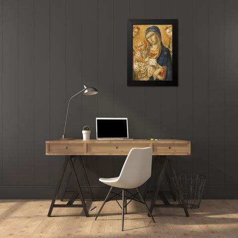 Virgin and Child Enthroned Black Modern Wood Framed Art Print by Italy 19th Century